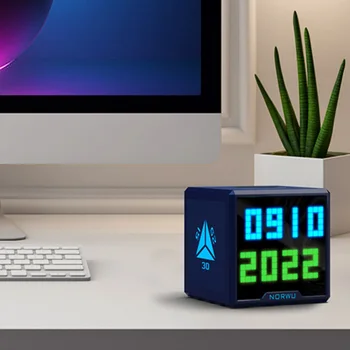 Цифровые настольные часы, синхронизация погоды, Wi-Fi звукосниматель, ламповые часы с ритмом, RGB Полноцветный HD Многофункциональный настольный орнамент