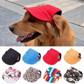 Шляпа для Домашних Животных с Отверстиями Для Ушей Регулируемая Бейсбольная Кепка для Больших Средних Маленьких Собак Летняя Кепка Для Собак Солнцезащитная Шляпа Для Походов На Открытом Воздухе Товары Для Домашних Животных