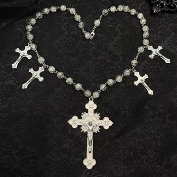Ювелирное ожерелье Egirl с крестом в стиле Гранж-рок, жемчужное ожерелье своими руками для женщин, крутой аксессуар в стиле панк, Готическая Корейская мода