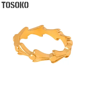 Ювелирные изделия из нержавеющей стали TOSOKO Кольцо в форме водяной волны и стрелы Винтажное модное женское кольцо BSA518