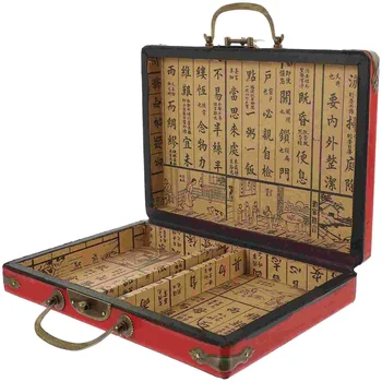 Ящик для хранения Маджонга С металлической ручкой, Чехол в винтажном стиле, бытовой Органайзер, Ретро Дерево для путешествий
