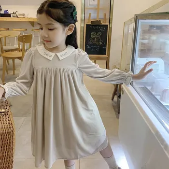детское платье, одежда для маленьких девочек во французском придворном стиле с вышитыми лацканами, высококачественное бархатное платье с длинными рукавами
