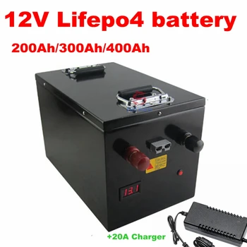 литий-железо-фосфатный аккумулятор 12V 200Ah 300Ah 400Ah Lifepo4 аккумулятор 150A BMS для RV EV Caravan motorhom storage + Зарядное устройство 20A